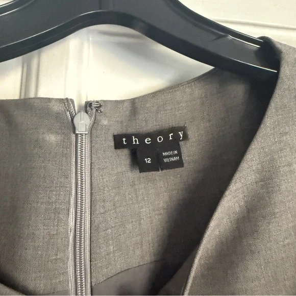 THEORY Light Gray Ruched Jarianna Wool Dress - Picture 6 of 10